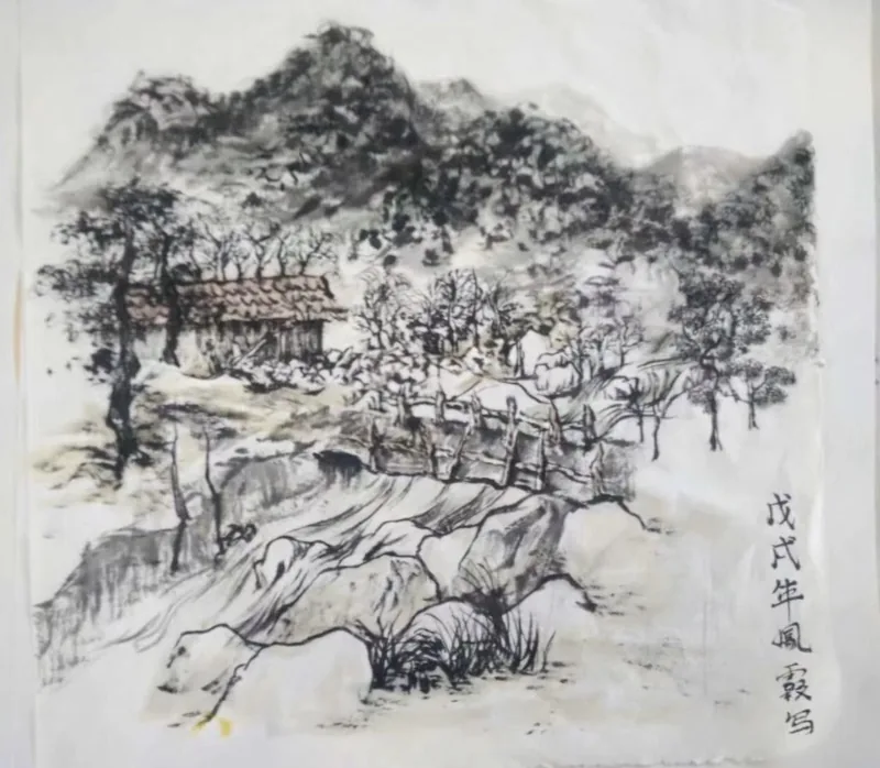 Mountain Dwelling by Stream